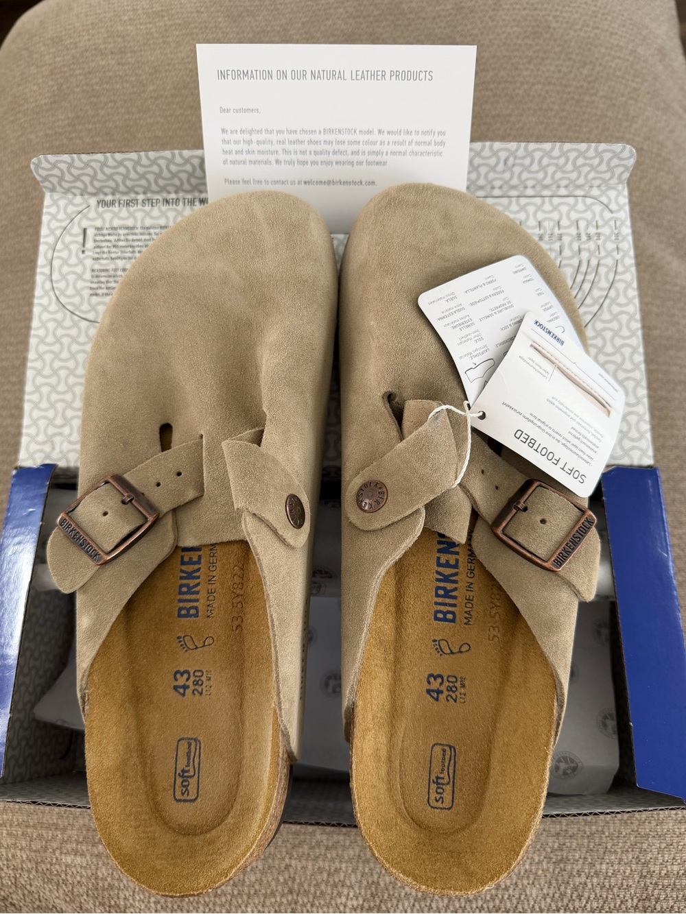 Birkenstock Boston Soft
Footbed Suede Leather Clogs
Taupe Shoes Size EU43